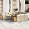 vidaXL Set sof&aacute;s jard&iacute;n y cojines 11 pzas rat&aacute;n sint&eacute;tico acacia beige