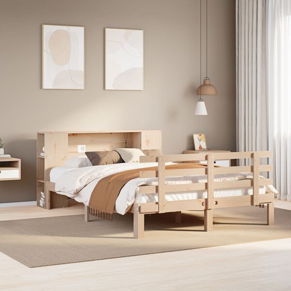 vidaXL Cama con estantería sin colchón madera maciza de pino 120x190cm