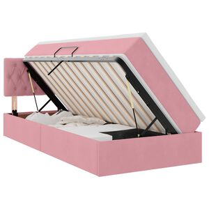 vidaXL Cama con almacenamiento con colch&oacute;n Rosa 90 x 200 cm Terciopelo