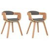 vidaXL Silla de comedor 2 uds madera curvada y tela gris claro