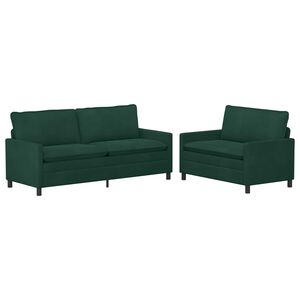 vidaXL Juego de Sof&aacute; 2 uds. Verde oscuro Terciopelo