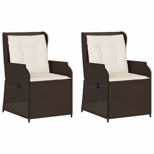 vidaXL Sillones reclinables jard&iacute;n con cojines marrones 2 uds rat&aacute;n PE