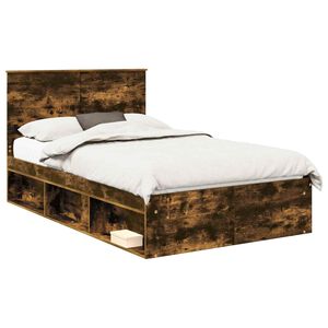 vidaXL Estructura de cama con cabecera Roble ahumado 120 x 200 cm