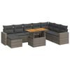 vidaXL Set de sof&aacute;s de jard&iacute;n con cojines 9 pzas rat&aacute;n sint&eacute;tico gris