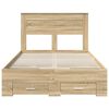 vidaXL Estructura de cama con cabecera Roble Sonoma 135 x 190 cm