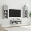 vidaXL Muebles de TV de pared con luces LED 4 piezas gris hormig&oacute;n