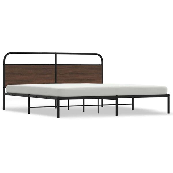 vidaXL Estructura de cama sin colch&oacute;n metal roble marr&oacute;n 200x200 cm
