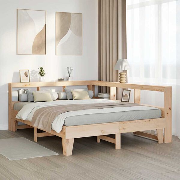 vidaXL Cama con estantería sin colchón madera maciza de pino 150x200cm