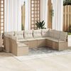 vidaXL Conjunto de sof&aacute;s de jard&iacute;n 9 pcs Beige y rat&aacute;n sint&eacute;tico