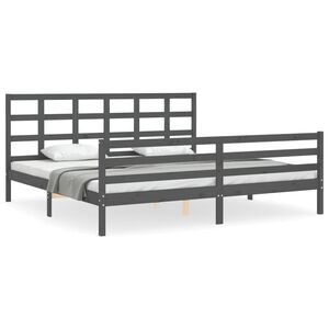 vidaXL Estructura de cama con cabecero madera maciza gris 200x200 cm