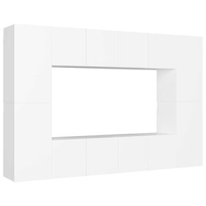 vidaXL Set de muebles de sal&oacute;n TV 8 piezas madera de ingenier&iacute;a blanco