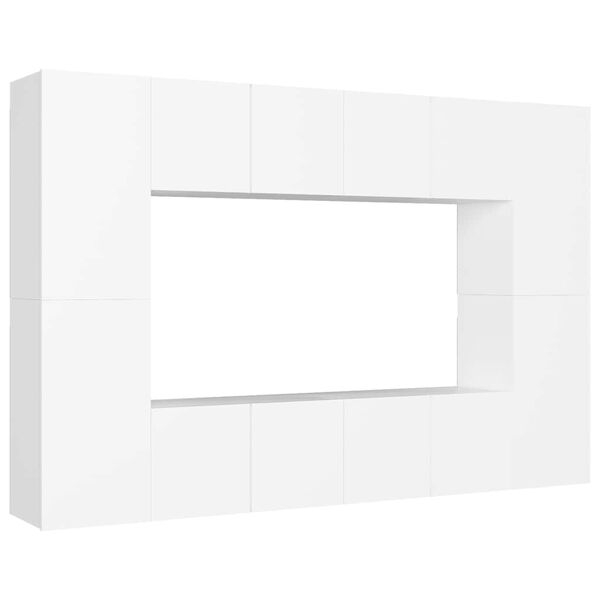 vidaXL Set de muebles de sal&oacute;n TV 8 piezas madera de ingenier&iacute;a blanco