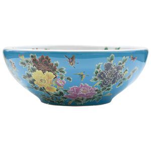 vidaXL Lavabo sobre encimera redondo cer&aacute;mica multicolor &Phi;41x14 cm