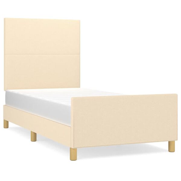 vidaXL Estructura de cama sin colch&oacute;n tela crema 90x200 cm
