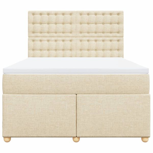 vidaXL Cama box spring con colch&oacute;n tela color crema 140x200 cm