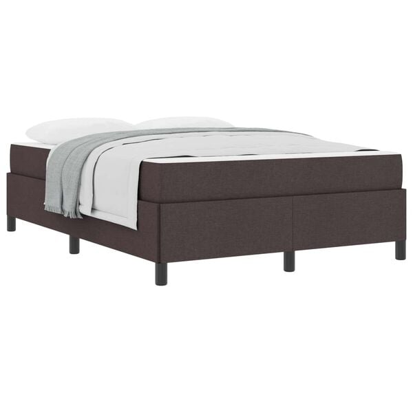 vidaXL Cama tipo Box Spring Marr&oacute;n Oscuro 140 x 190 cm tela