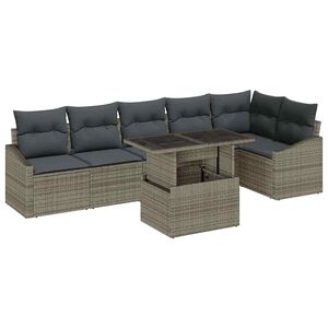 vidaXL Conjunto de sof&aacute; de jard&iacute;n 7 uds. Gris