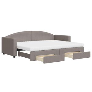 vidaXL Sof&aacute; cama nido con cajones tela gris taupe 80x200 cm