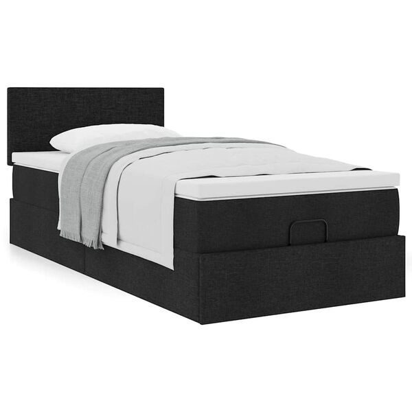 vidaXL Estructura de cama otomana con colch&oacute;n tela negra 80x200cm