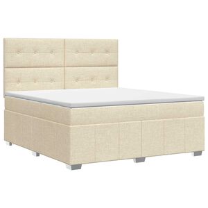vidaXL Cama box spring con colch&oacute;n Crema 140 x 200 cm Tela