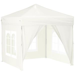vidaXL Carpa para fiestas plegable con paredes laterales crema 2x2 m