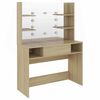 vidaXL Tocador de maquillaje con luces LED MDF roble 100x40x135 cm