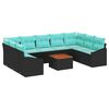 vidaXL Conjunto de sof&aacute;s de jard&iacute;n 10 uds. Negro rat&aacute;n sint&eacute;tico