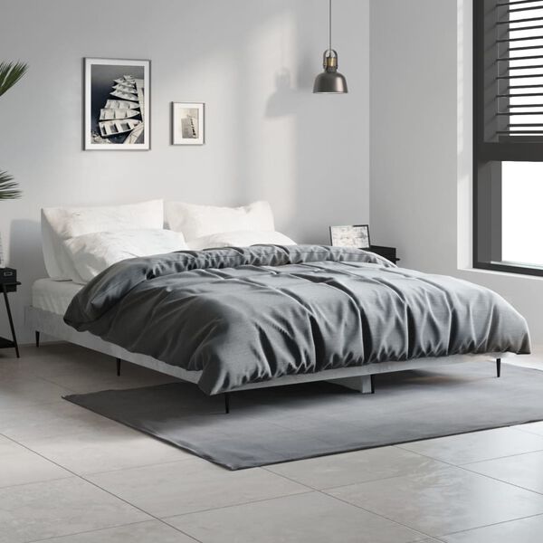 vidaXL Estructura de cama madera de ingenier&iacute;a gris hormig&oacute;n 140x190cm