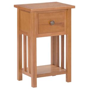 vidaXL Mesa revistero con caj&oacute;n madera maciza de roble 35x27x55 cm