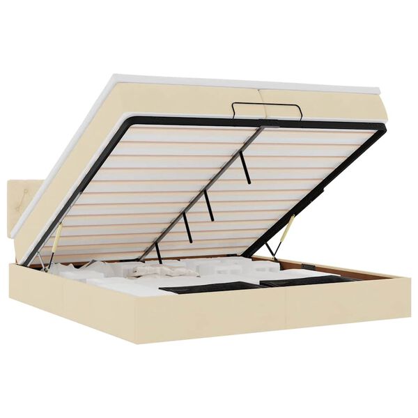 vidaXL Estructura de cama otomana con colchones tela crema 200x200cm
