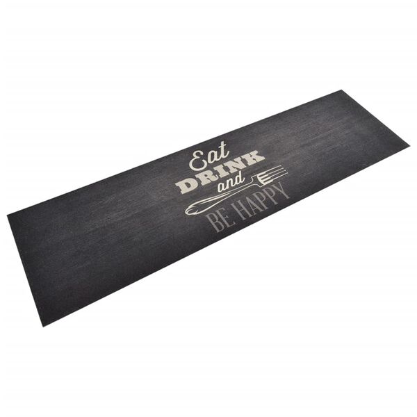 vidaXL Alfombra de cocina lavable terciopelo negro 45x150 cm