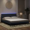vidaXL Estructura de cama con LED sin colch&oacute;n Hanko terciopelo gris oscuro 180x200 cm