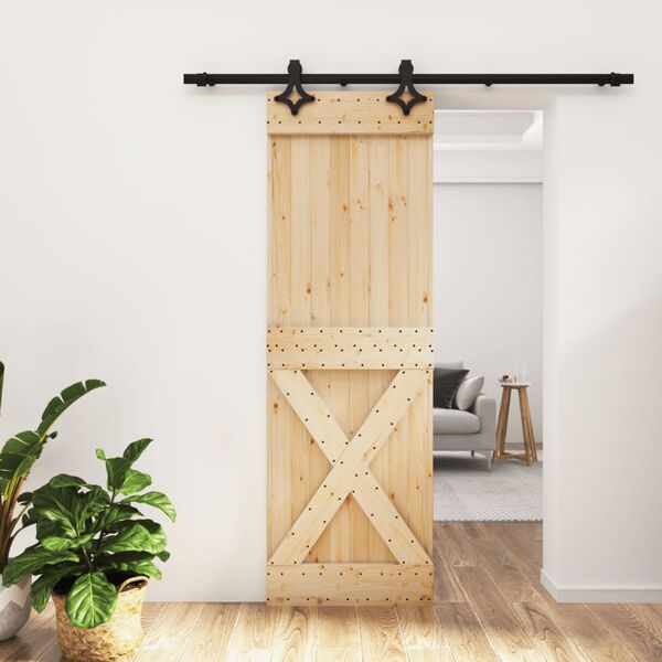 vidaXL Puerta corredera con herrajes madera maciza de pino 70x210 cm