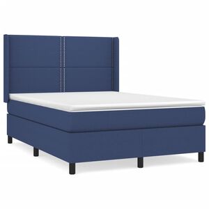 vidaXL Cama box spring con colch&oacute;n tela azul 140x200 cm