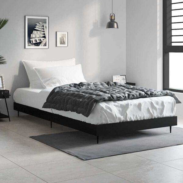 vidaXL Estructura de cama madera de ingenier&iacute;a negra 90x190 cm