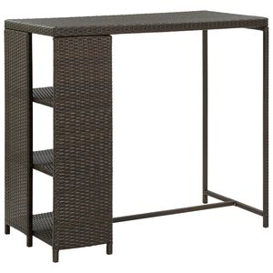 vidaXL Mesa bar estante almacenaje 120x60x110cm rat&aacute;n sint&eacute;tico marr&oacute;n