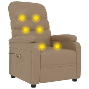 vidaXL Sill&oacute;n de masaje de cuero sint&eacute;tico color capuchino