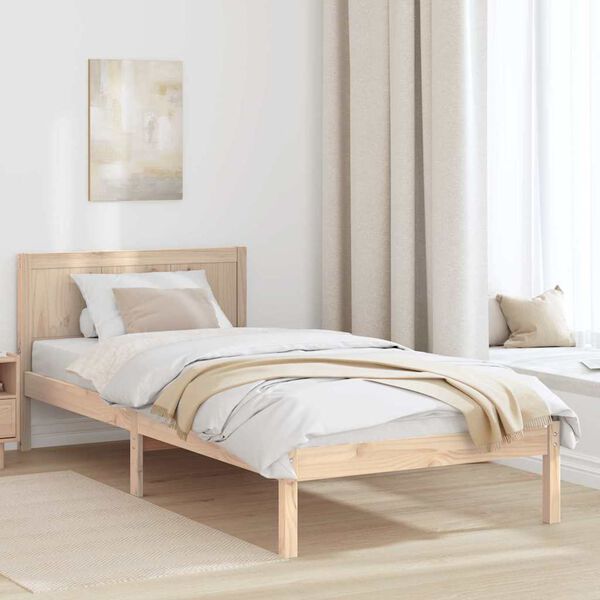 vidaXL Estructura de cama Marr&oacute;n 90 x 200 cm Madera maciza de Pino