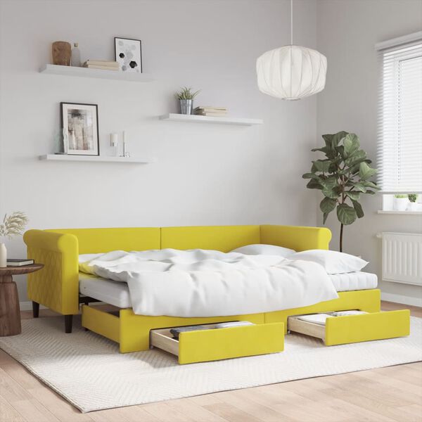 vidaXL Sofá cama nido con cajones terciopelo amarillo 80x200 cm