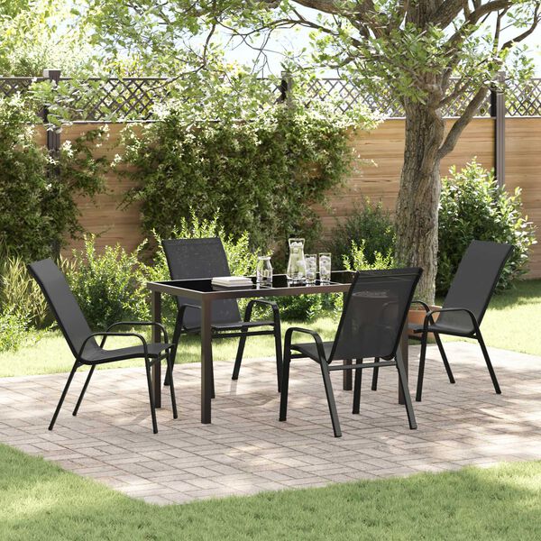 vidaXL Conjunto de Comedor de Jard&iacute;n 5 pcs Negro