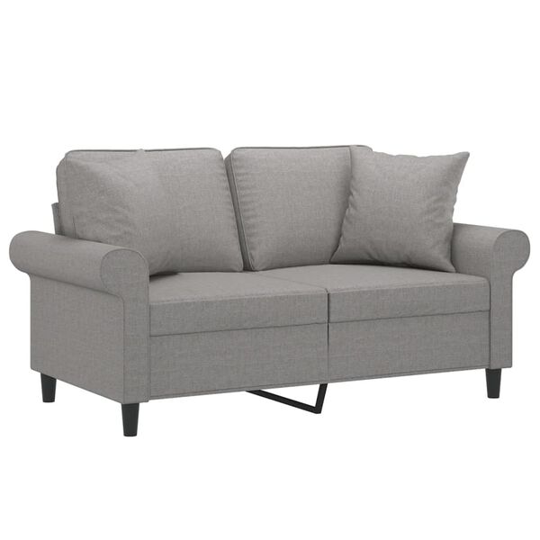 vidaXL Sofá 2 plazas con almohadas y cojines tela gris oscuro 120 cm