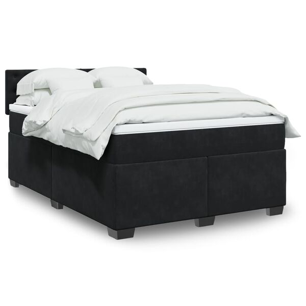 vidaXL Cama box spring con colch&oacute;n terciopelo negro 140x200 cm