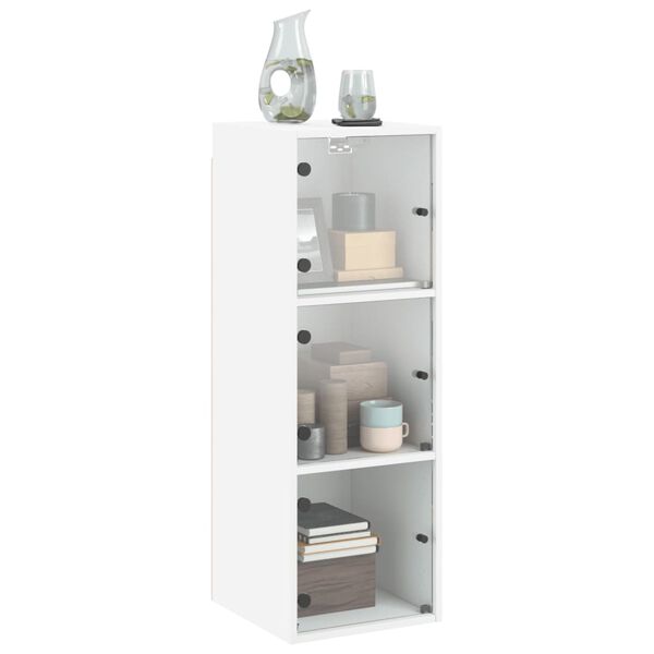 vidaXL Mueble de pared con puertas de vidrio blanco 35x37x100 cm