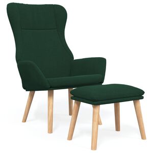 vidaXL Sill&oacute;n de relax con taburete tela verde oscuro