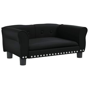 vidaXL Cama para perros de cuero sint&eacute;tico negra 70x45x30 cm