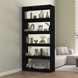 vidaXL Estanter&iacute;a/divisor de espacios madera pino negro 80x30x167,4 cm