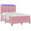 vidaXL Cama Box Spring LED con colch&oacute;n Rosa 160 x 200 cm Terciopelo