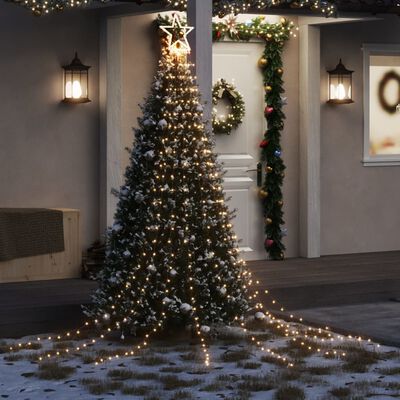 vidaXL Luces para árbol de Navidad 320 LEDs blanco cálido 375 cm