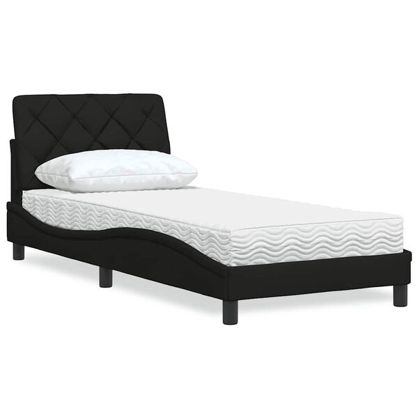 vidaXL Cama con colch&oacute;n tela negro 80x200 cm