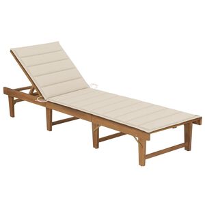 vidaXL Tumbona plegable con coj&iacute;n madera maciza de acacia